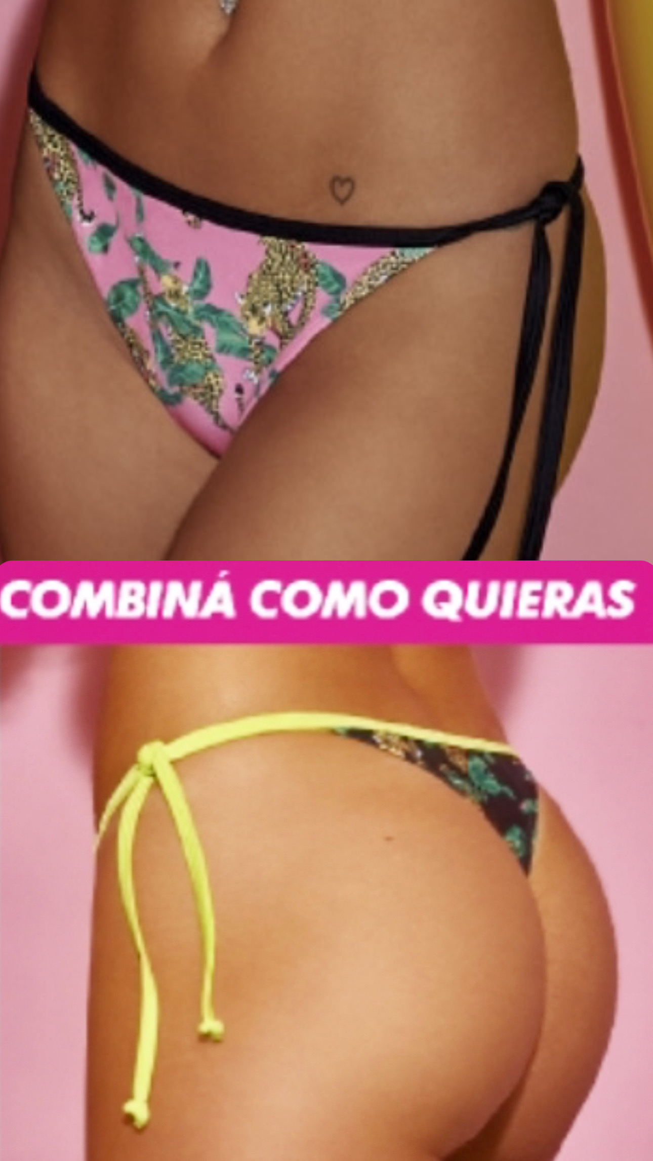 LadyVictoria - Lenceria por mayor - COLA LESS DE BIKINI ATADA ESTAMPADA 