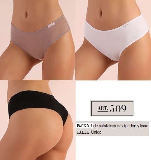 LadyVictoria - Lenceria por mayor - Pack x 3 Culotte Less Algodn y Lycra 