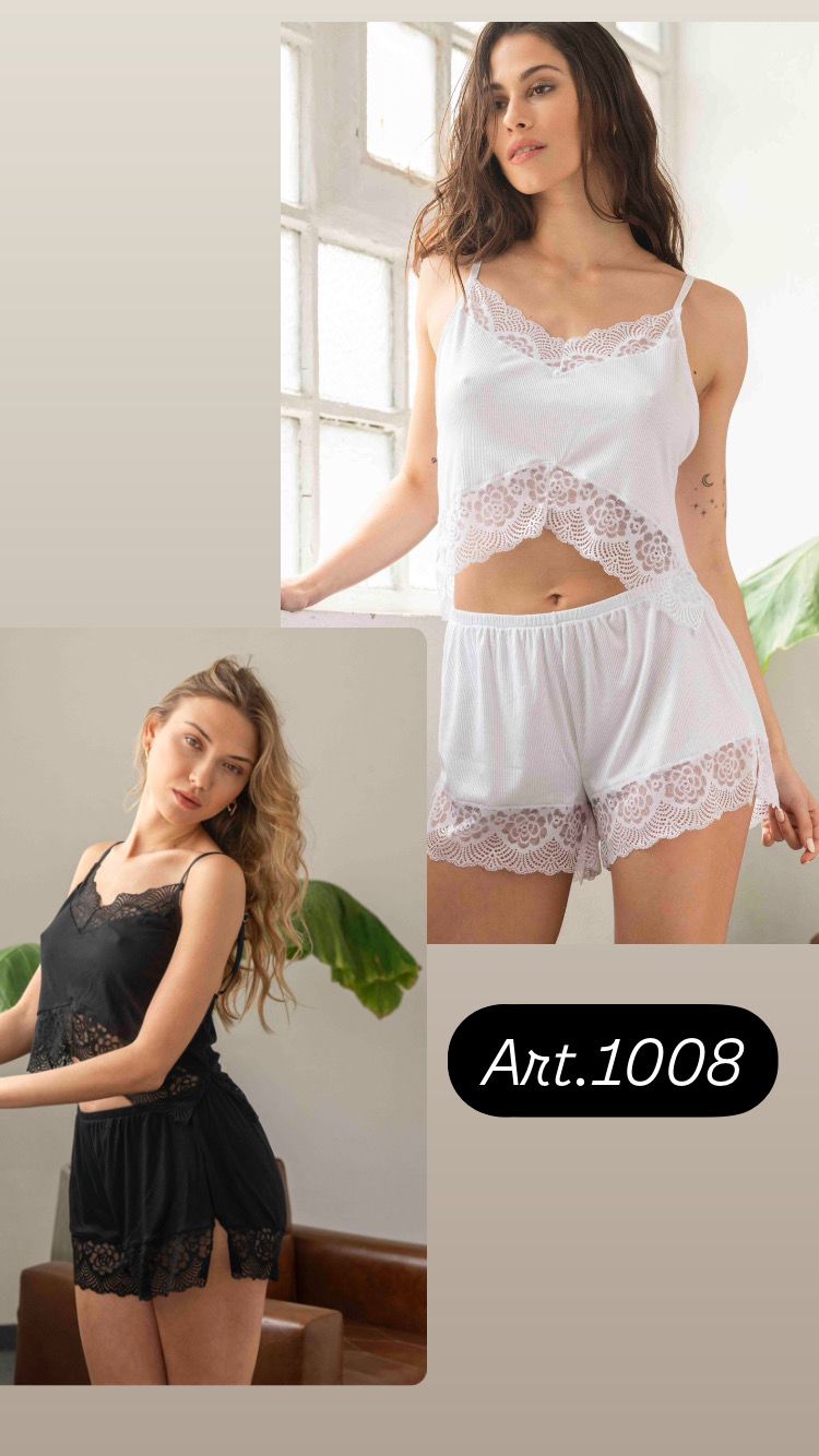 LadyVictoria - Lenceria por mayor - MUSCULOSA CON BRETEL Y SHORT