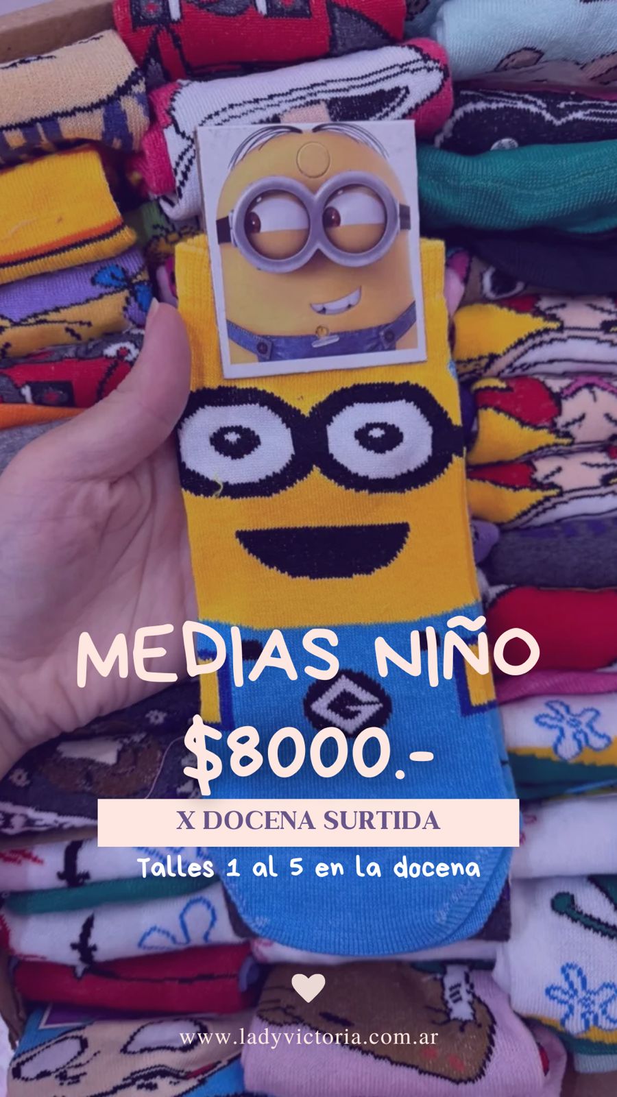 LadyVictoria - Lenceria por mayor - DOCENA DE MEDIAS INFANTILES SURTIDAS