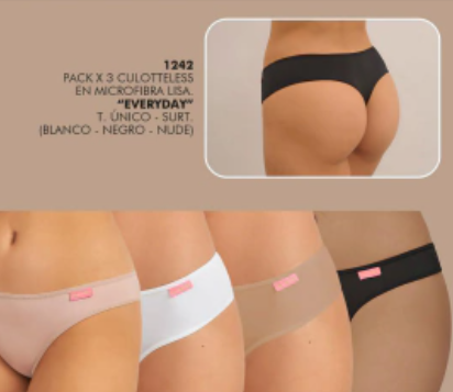 LadyVictoria - Lenceria por mayor - pack x 3 culotteless  microfibra
